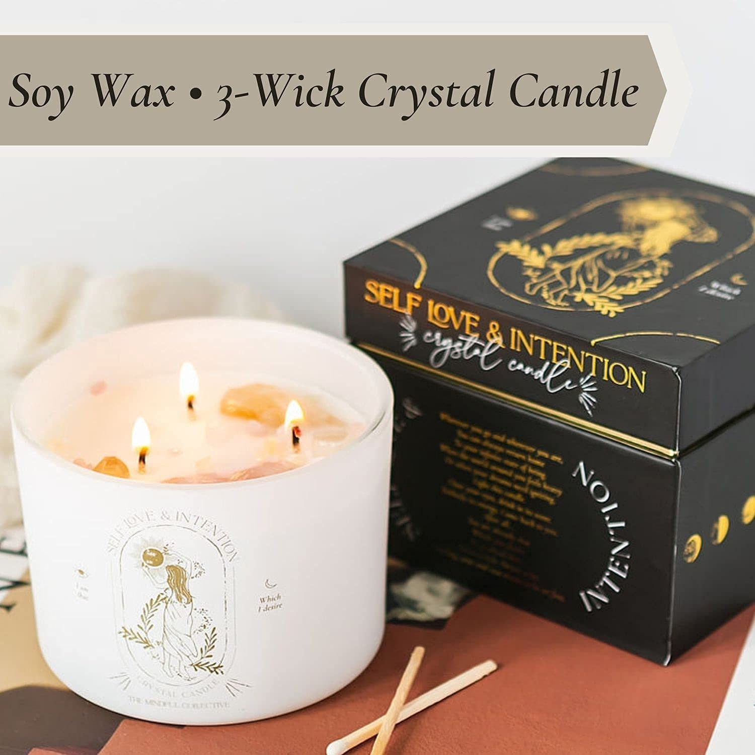 The Healing Crystal Candle - 12oz Soy Candle with Crystals Inside